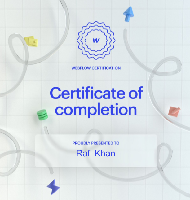 Webflow Certification certificate